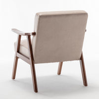 Ryno Mid-Century Accent Chair, Natural Wood Frame, Camel Microfiber