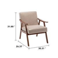Ryno Mid-Century Accent Chair, Natural Wood Frame, Camel Microfiber