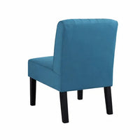 Revvy Accent Chair Set of 2, Black Wood, Blue Channel-Tufted Velvet