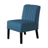 Revvy Accent Chair Set of 2, Black Wood, Blue Channel-Tufted Velvet