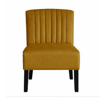 Revvy Accent Chair Set of 2, Black Wood, Yellow Channel-Tufted Velvet