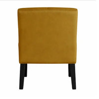 Revvy Accent Chair Set of 2, Black Wood, Yellow Channel-Tufted Velvet