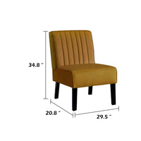 Revvy Accent Chair Set of 2, Black Wood, Yellow Channel-Tufted Velvet
