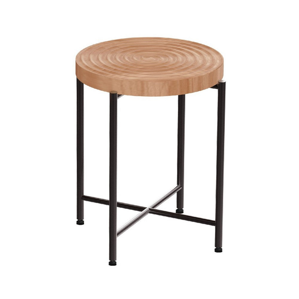 Sierra 2Pc Coffee and End Table Set, Carved Ring Pattern, Natural Wood