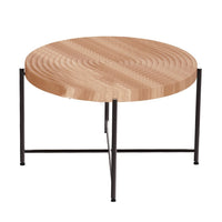 Sierra 2Pc Coffee and End Table Set, Carved Ring Pattern, Natural Wood