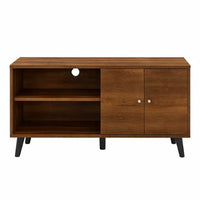 Donna TV Stand Media Console, Shelves and 2 Door Cabinet, Brown Wood 47 Inch