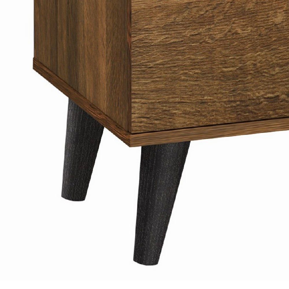 Donna TV Stand Media Console, Shelves and 2 Door Cabinet, Brown Wood 47 Inch