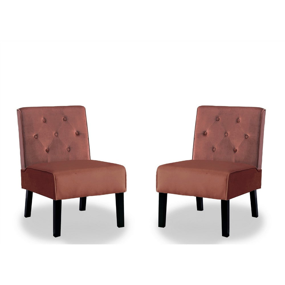 Revvy Armless Chair with Tapered Legs, Set of 2, Gray Tufted Velvet