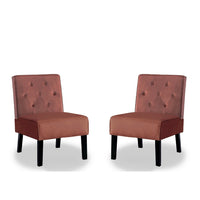 Revvy Armless Chair with Tapered Legs, Set of 2, Gray Tufted Velvet