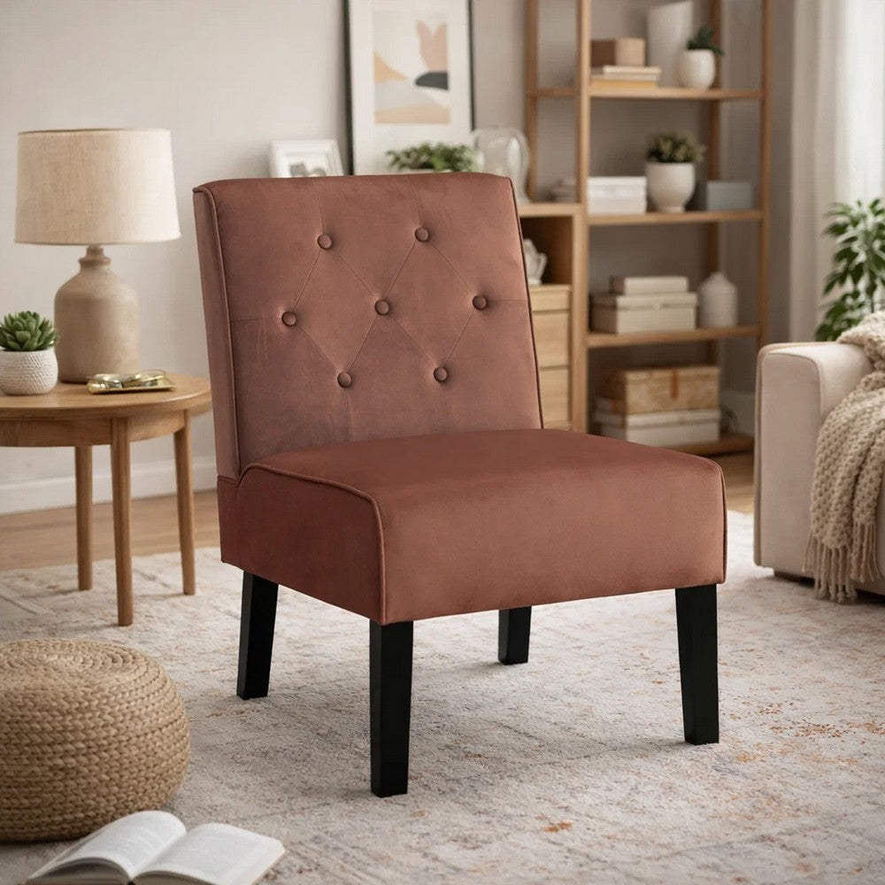 Revvy Armless Chair with Tapered Legs, Set of 2, Gray Tufted Velvet