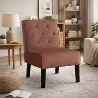 Revvy Armless Chair with Tapered Legs, Set of 2, Gray Tufted Velvet
