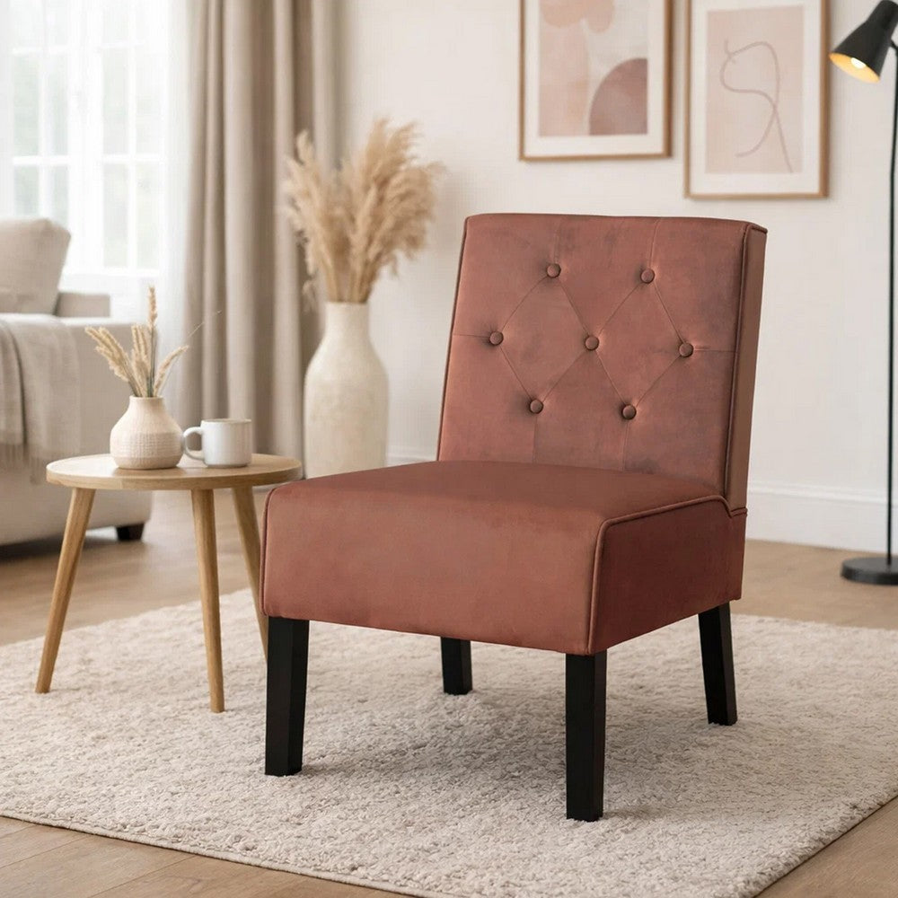 Revvy Armless Chair with Tapered Legs, Set of 2, Gray Tufted Velvet