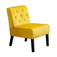 Revvy Armless Chair with Tapered Legs, Set of 2, Yellow Tufted Velvet
