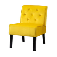 Revvy Armless Chair with Tapered Legs, Set of 2, Yellow Tufted Velvet