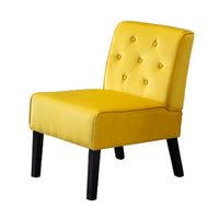 Revvy Armless Chair with Tapered Legs, Set of 2, Yellow Tufted Velvet