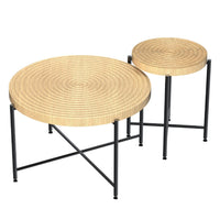 Sierra 2Pc Coffee and End Table Set, Ring Pattern, Oak-Antique White