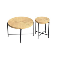Sierra 2Pc Coffee and End Table Set, Ring Pattern, Oak-Antique White