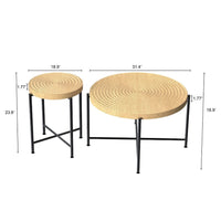 Sierra 2Pc Coffee and End Table Set, Ring Pattern, Oak-Antique White