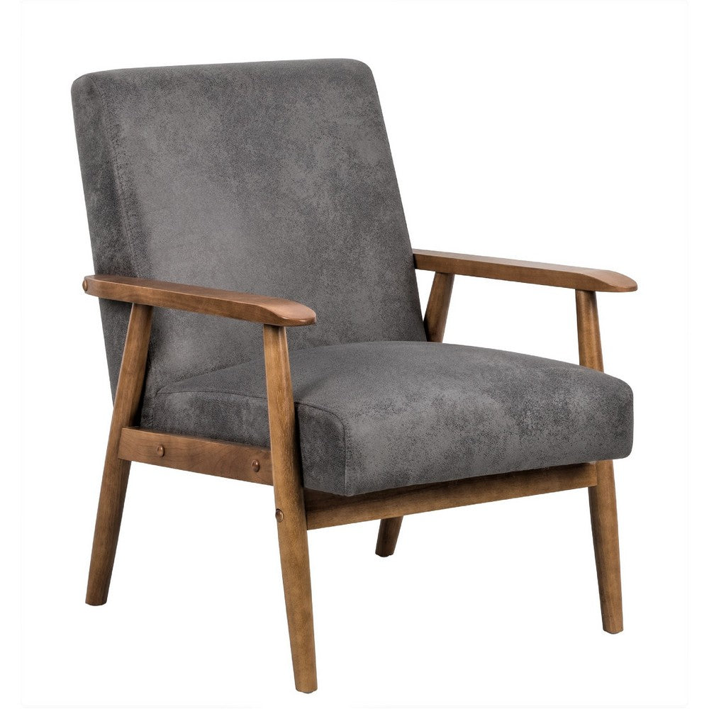 Myra Accent Armchair with Modern Design, Solid Wood, Gray Microfiber