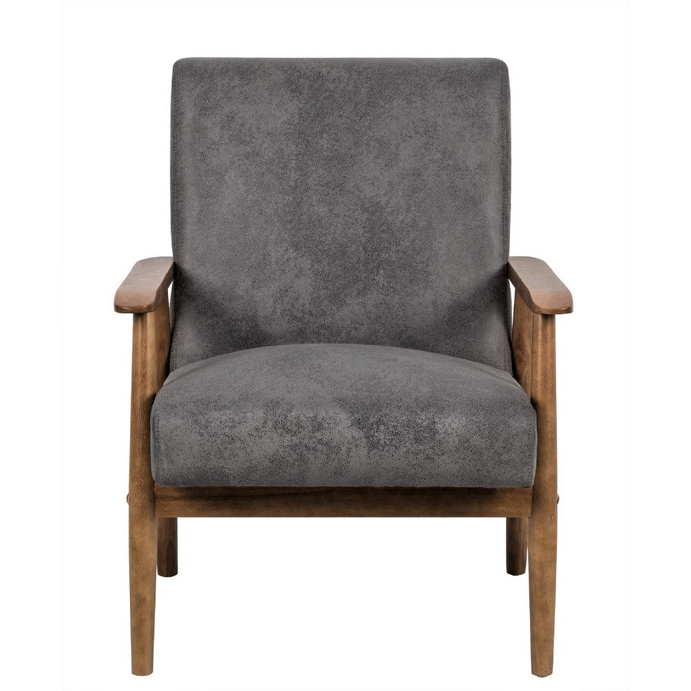Myra Accent Armchair with Modern Design, Solid Wood, Gray Microfiber