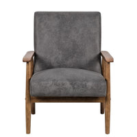 Myra Accent Armchair with Modern Design, Solid Wood, Gray Microfiber