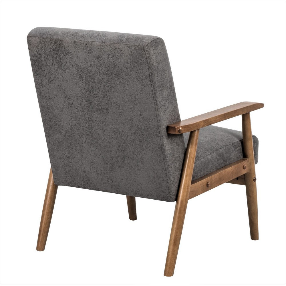 Myra Accent Armchair with Modern Design, Solid Wood, Gray Microfiber