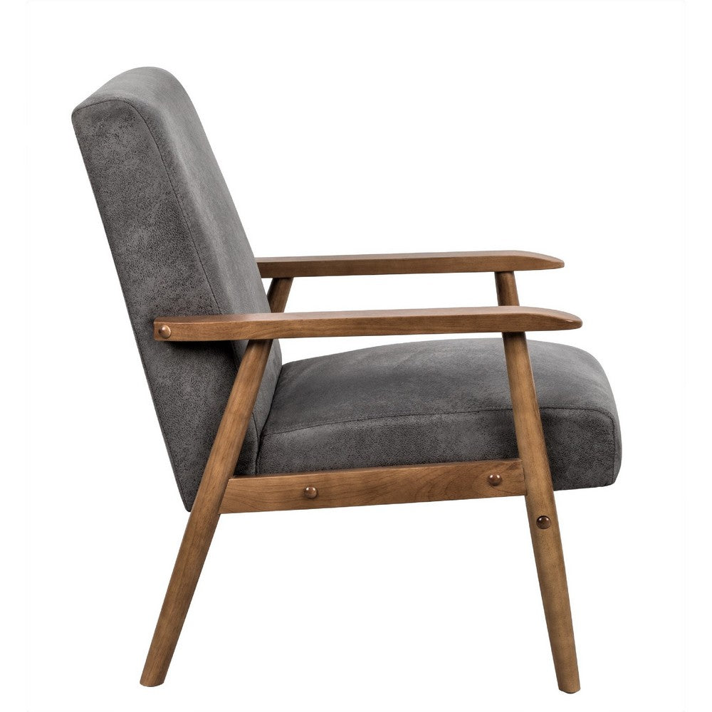 Myra Accent Armchair with Modern Design, Solid Wood, Gray Microfiber
