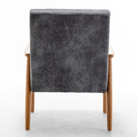 Myra Accent Armchair with Modern Design, Solid Wood, Gray Microfiber