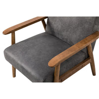 Myra Accent Armchair with Modern Design, Solid Wood, Gray Microfiber