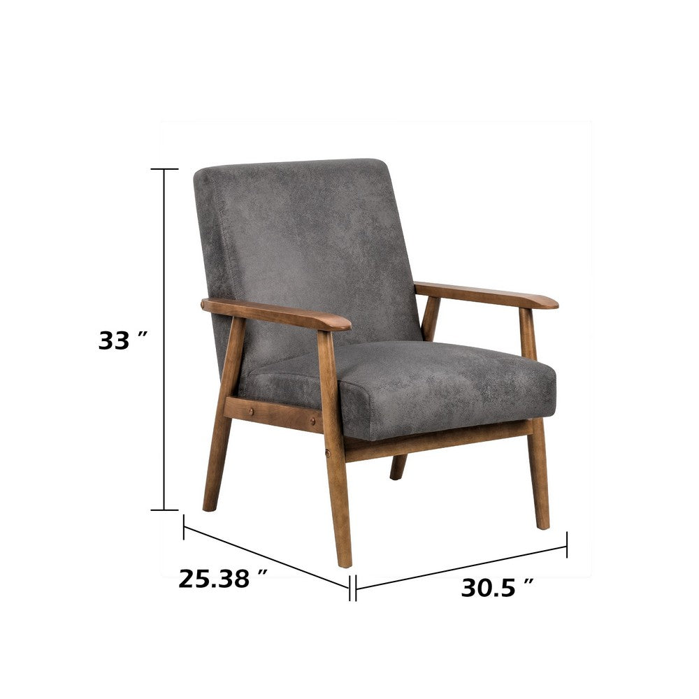 Myra Accent Armchair with Modern Design, Solid Wood, Gray Microfiber