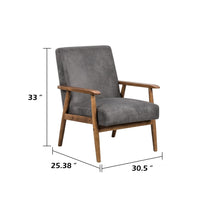 Myra Accent Armchair with Modern Design, Solid Wood, Gray Microfiber