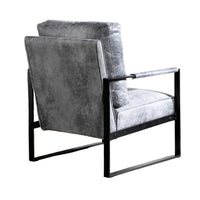 Kriya Accent Lounge Arm Chair with Black Metal Frame, Gray Microfiber