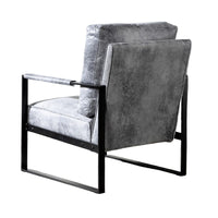 Kriya Accent Lounge Arm Chair with Black Metal Frame, Gray Microfiber