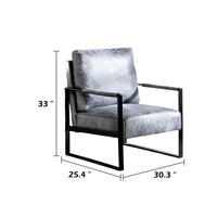 Kriya Accent Lounge Arm Chair with Black Metal Frame, Gray Microfiber