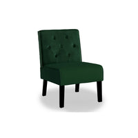Revvy Armless Chair with Tapered Legs, Set of 2, Green Tufted Velvet