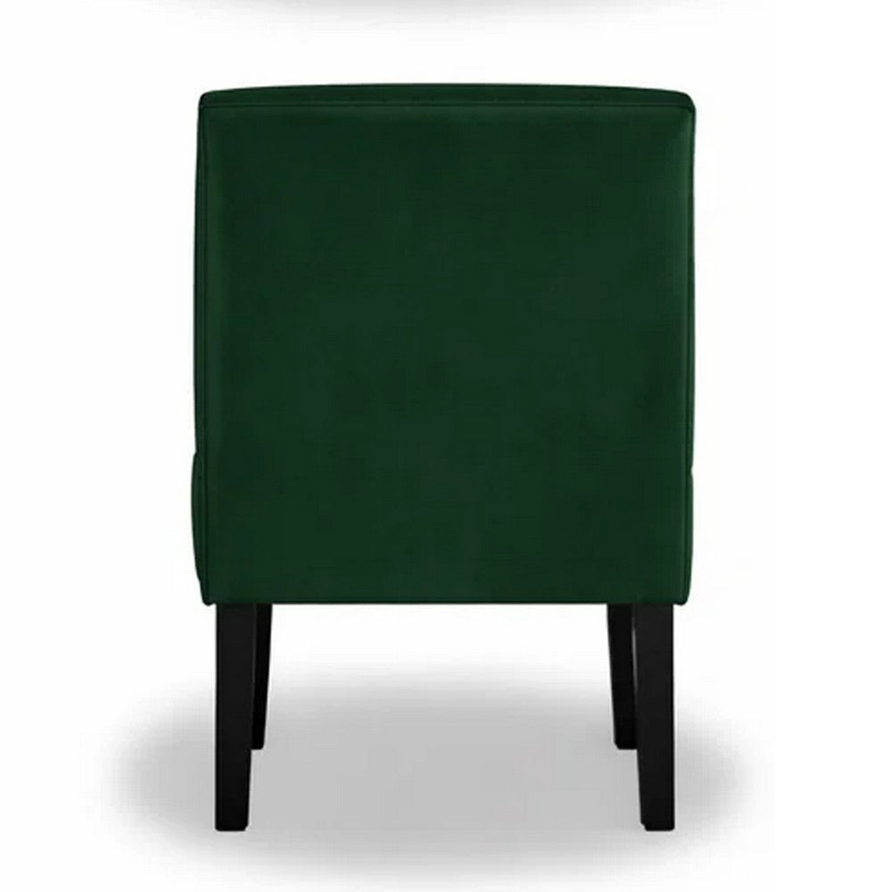 Revvy Armless Chair with Tapered Legs, Set of 2, Green Tufted Velvet