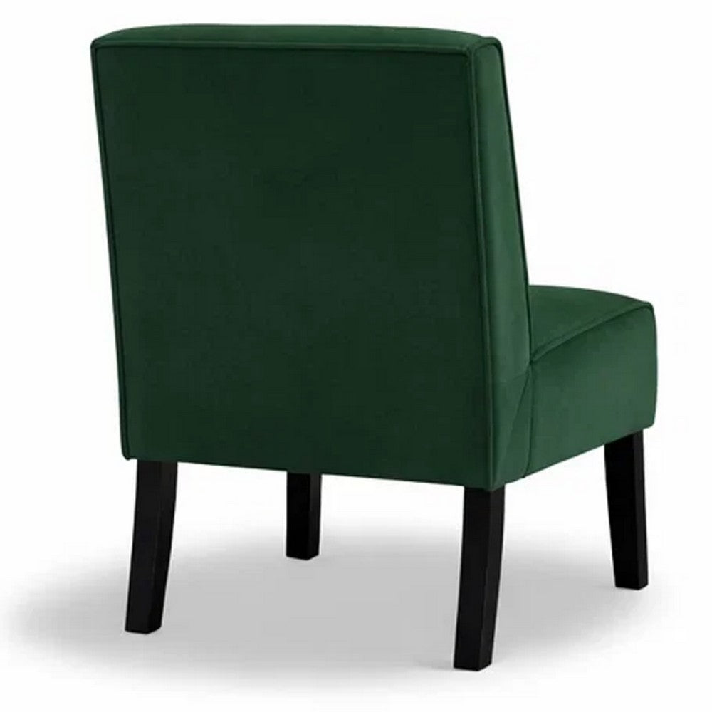 Revvy Armless Chair with Tapered Legs, Set of 2, Green Tufted Velvet