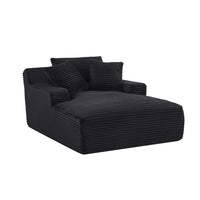 Cline Oversized Chaise Lounge Chair with 2 Pillows, Black Corduroy