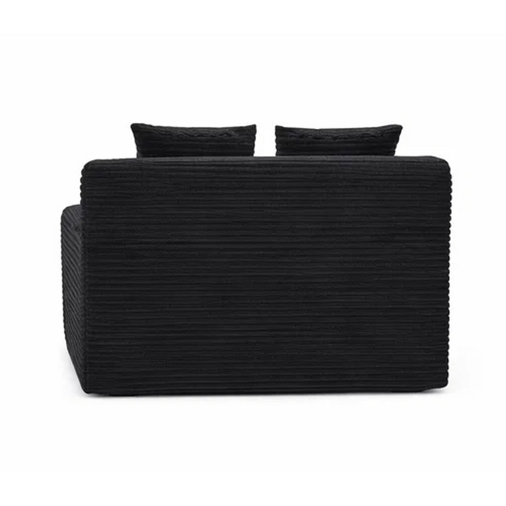 Cline Oversized Chaise Lounge Chair with 2 Pillows, Black Corduroy