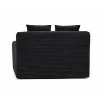 Cline Oversized Chaise Lounge Chair with 2 Pillows, Black Corduroy