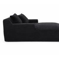 Cline Oversized Chaise Lounge Chair with 2 Pillows, Black Corduroy