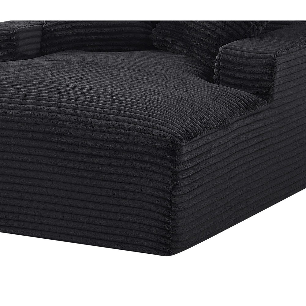 Cline Oversized Chaise Lounge Chair with 2 Pillows, Black Corduroy