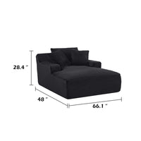 Cline Oversized Chaise Lounge Chair with 2 Pillows, Black Corduroy