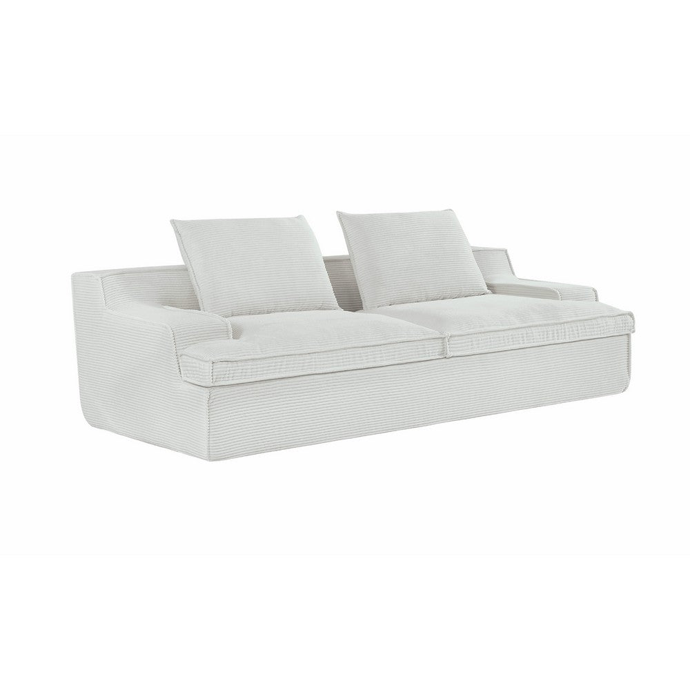 Syra Ergonomic 4-Seater Oversized Sofa with Wide Arms, Ivory Corduroy 91 Inch