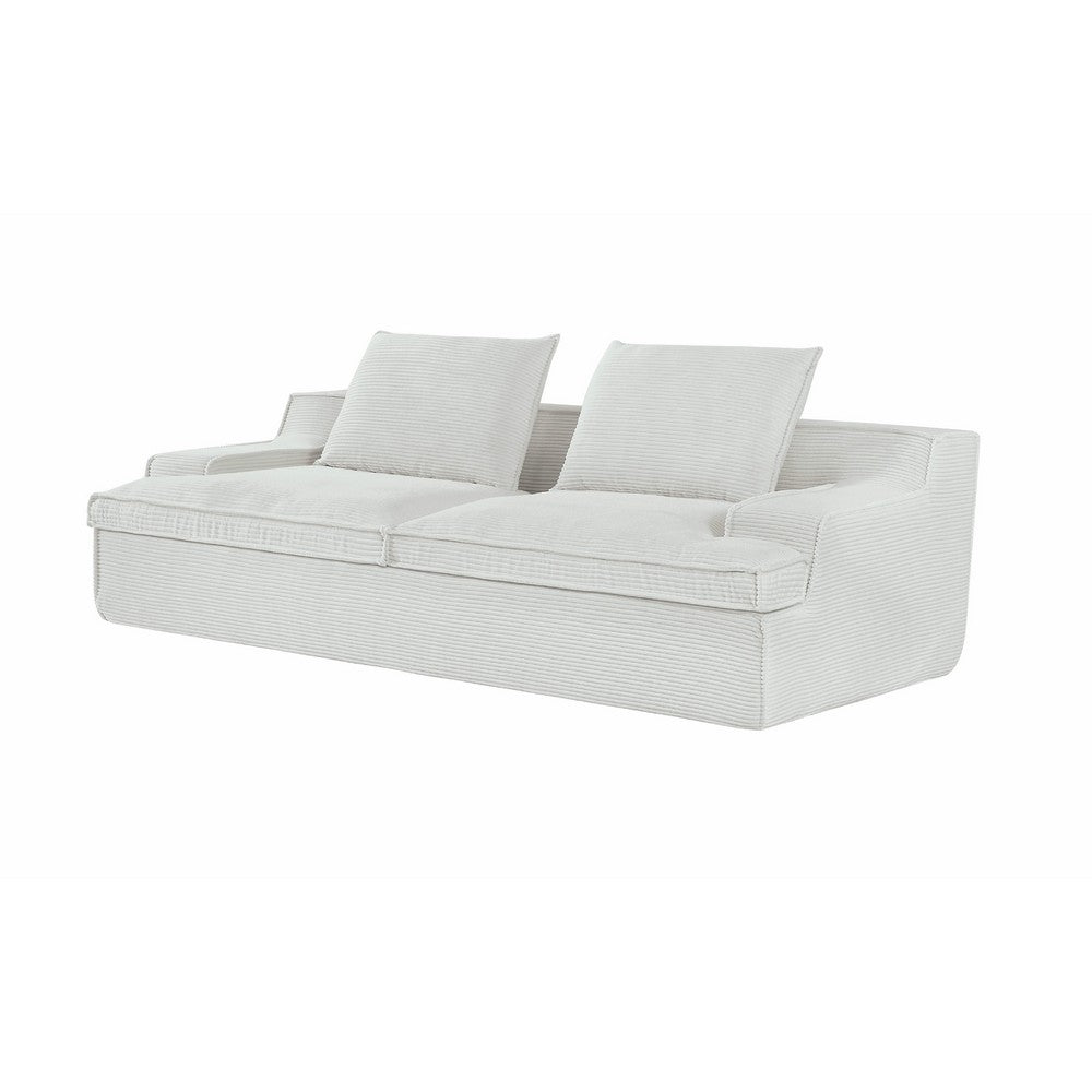 Syra Ergonomic 4-Seater Oversized Sofa with Wide Arms, Ivory Corduroy 91 Inch