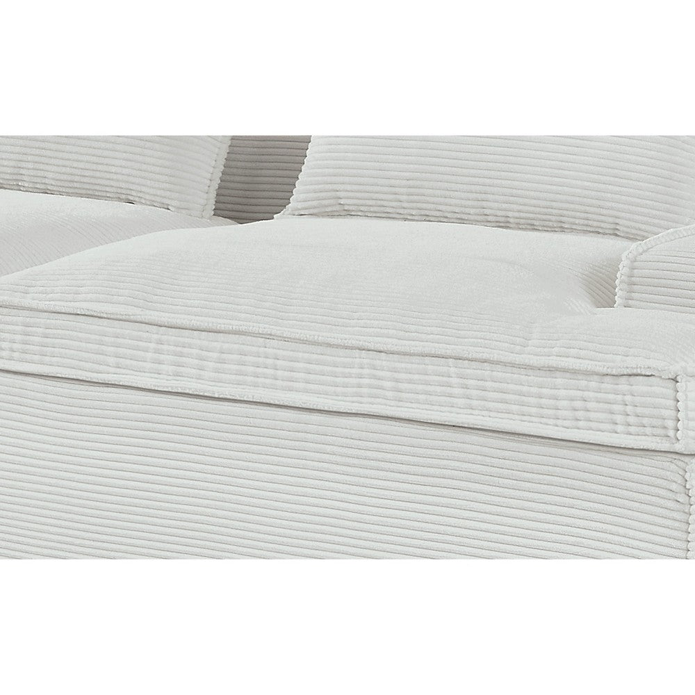 Syra Ergonomic 4-Seater Oversized Sofa with Wide Arms, Ivory Corduroy 91 Inch