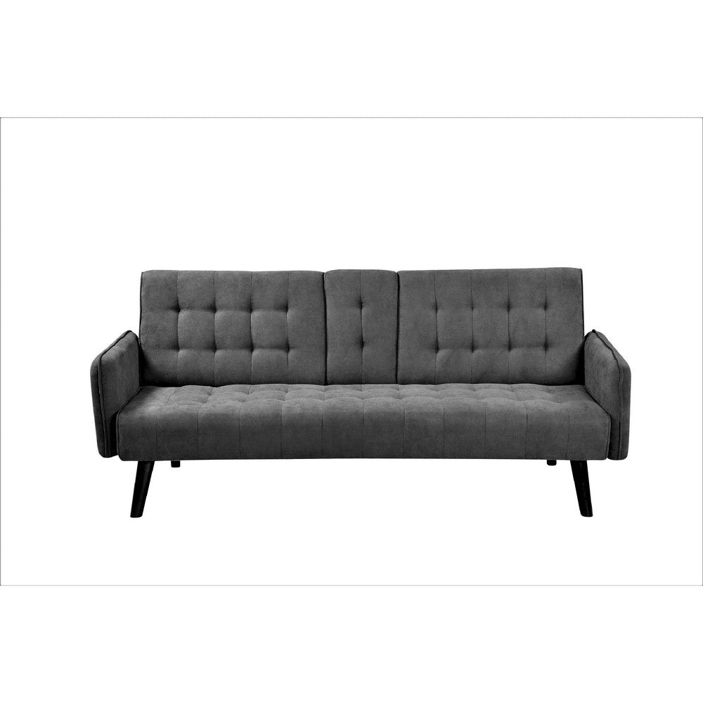 Eloise Convertible Sleeper Sofa-Bed, Cup Holder Table, Dark Gray Linen 72 Inch