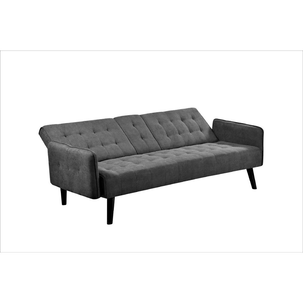 Eloise Convertible Sleeper Sofa-Bed, Cup Holder Table, Dark Gray Linen 72 Inch