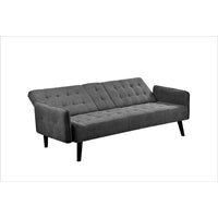 Eloise Convertible Sleeper Sofa-Bed, Cup Holder Table, Dark Gray Linen 72 Inch