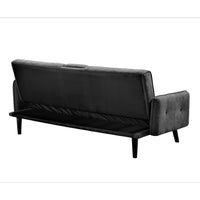 Eloise Convertible Sleeper Sofa-Bed, Cup Holder Table, Dark Gray Linen 72 Inch